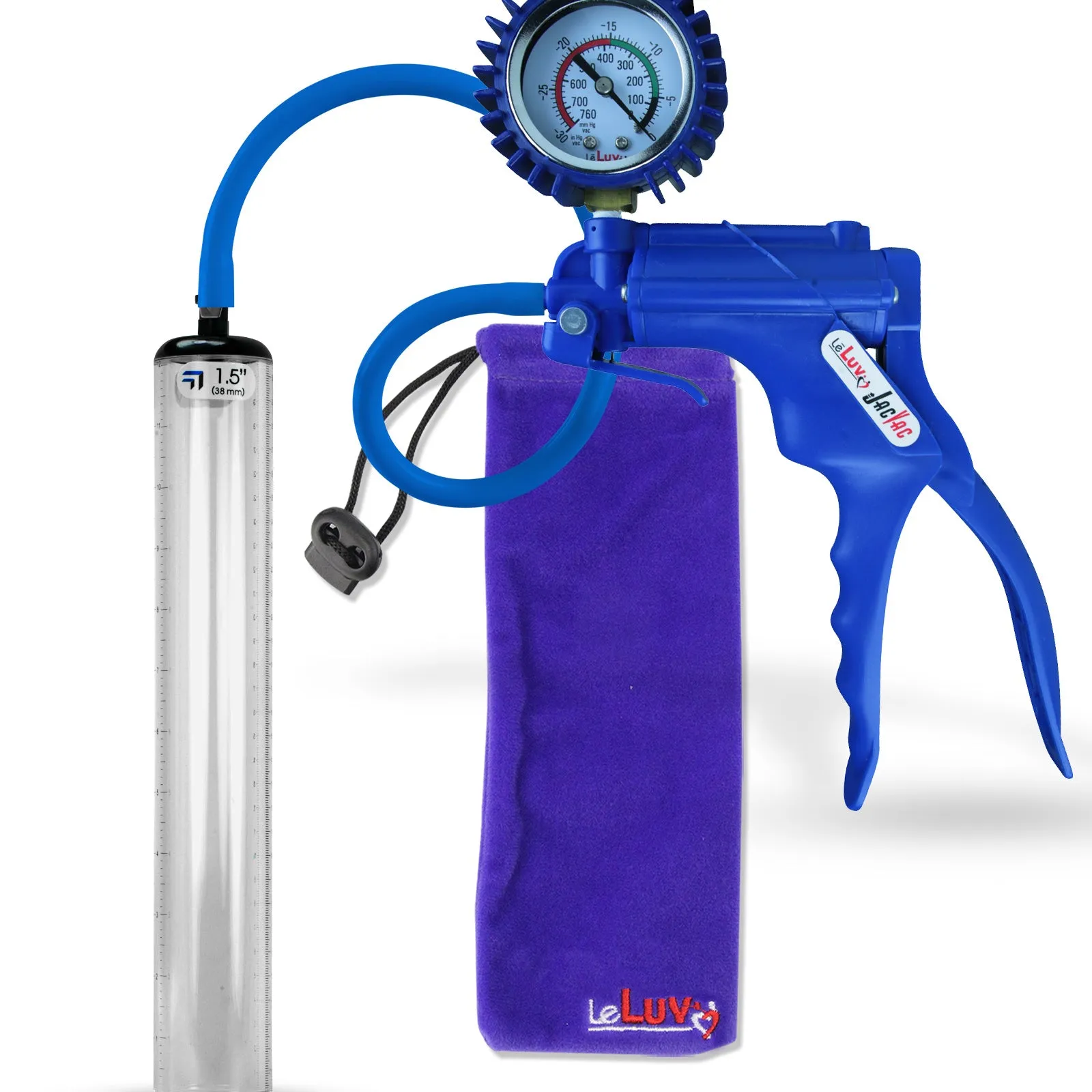 LeLuv JacVac Penis Pump - NPT Handle   Protected Gauge - 12" Thick Wall, No Flange Cylinder [Shopify ONLY]