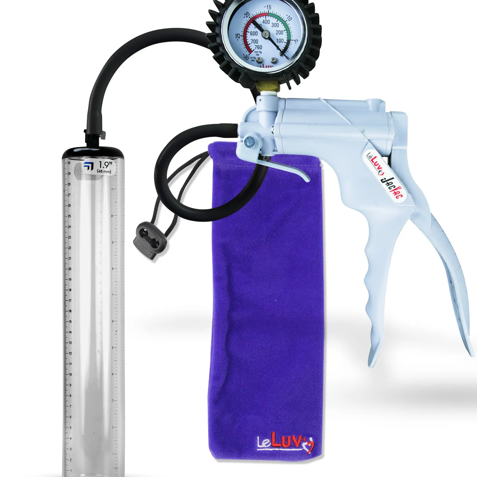 LeLuv JacVac Penis Pump - NPT Handle   Protected Gauge - 12" Thick Wall, No Flange Cylinder [Shopify ONLY]