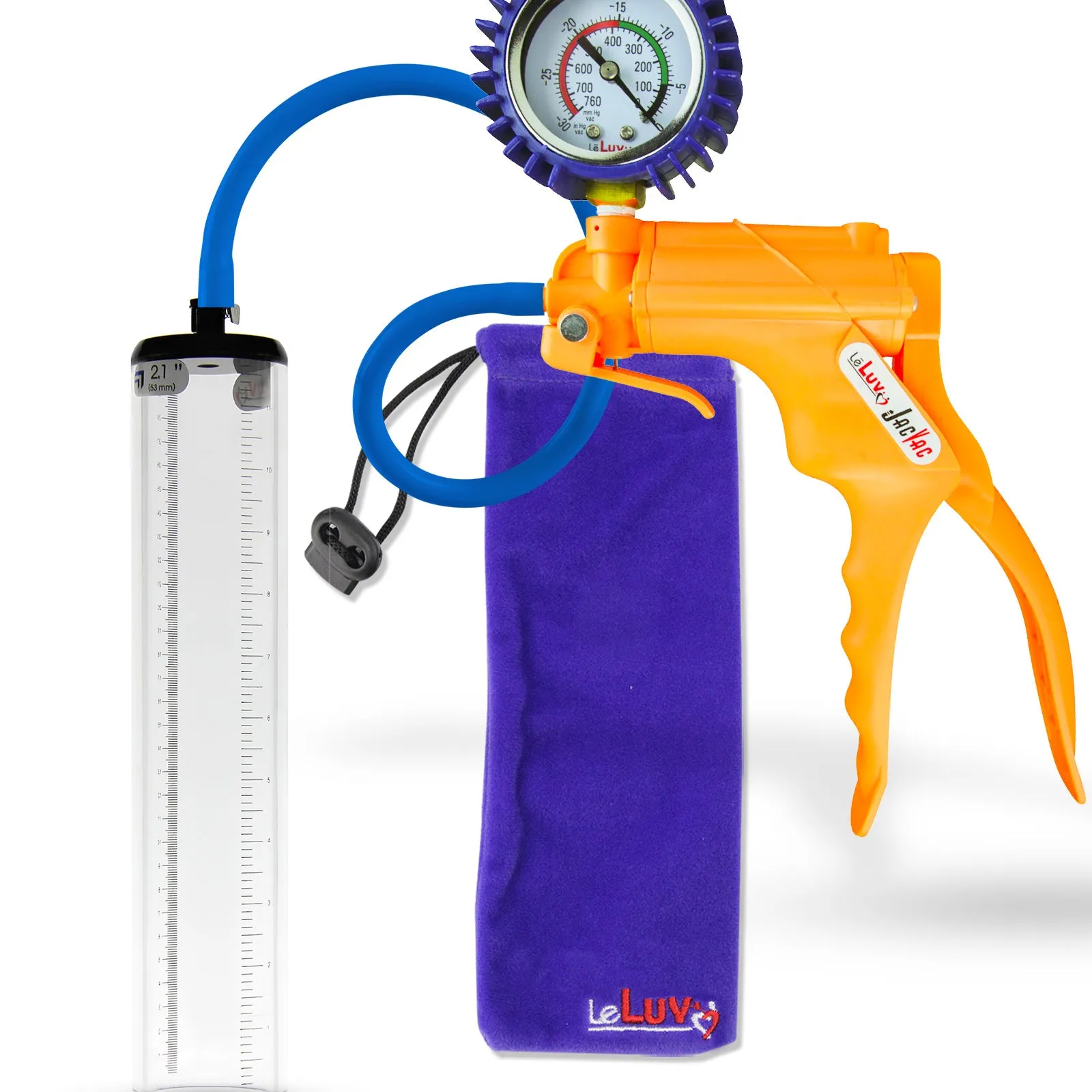 LeLuv JacVac Penis Pump - NPT Handle   Protected Gauge - 12" Thick Wall, No Flange Cylinder [Shopify ONLY]