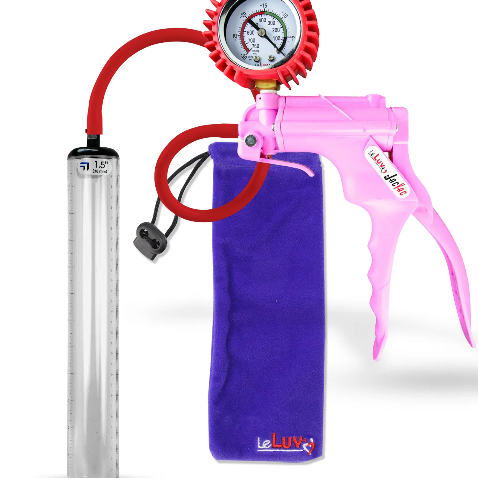 LeLuv JacVac Penis Pump - NPT Handle   Protected Gauge - 12" Thick Wall, No Flange Cylinder [Shopify ONLY]