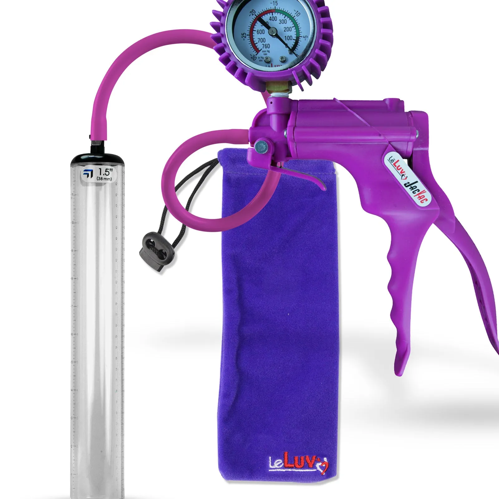LeLuv JacVac Penis Pump - NPT Handle   Protected Gauge - 12" Thick Wall, No Flange Cylinder [Shopify ONLY]