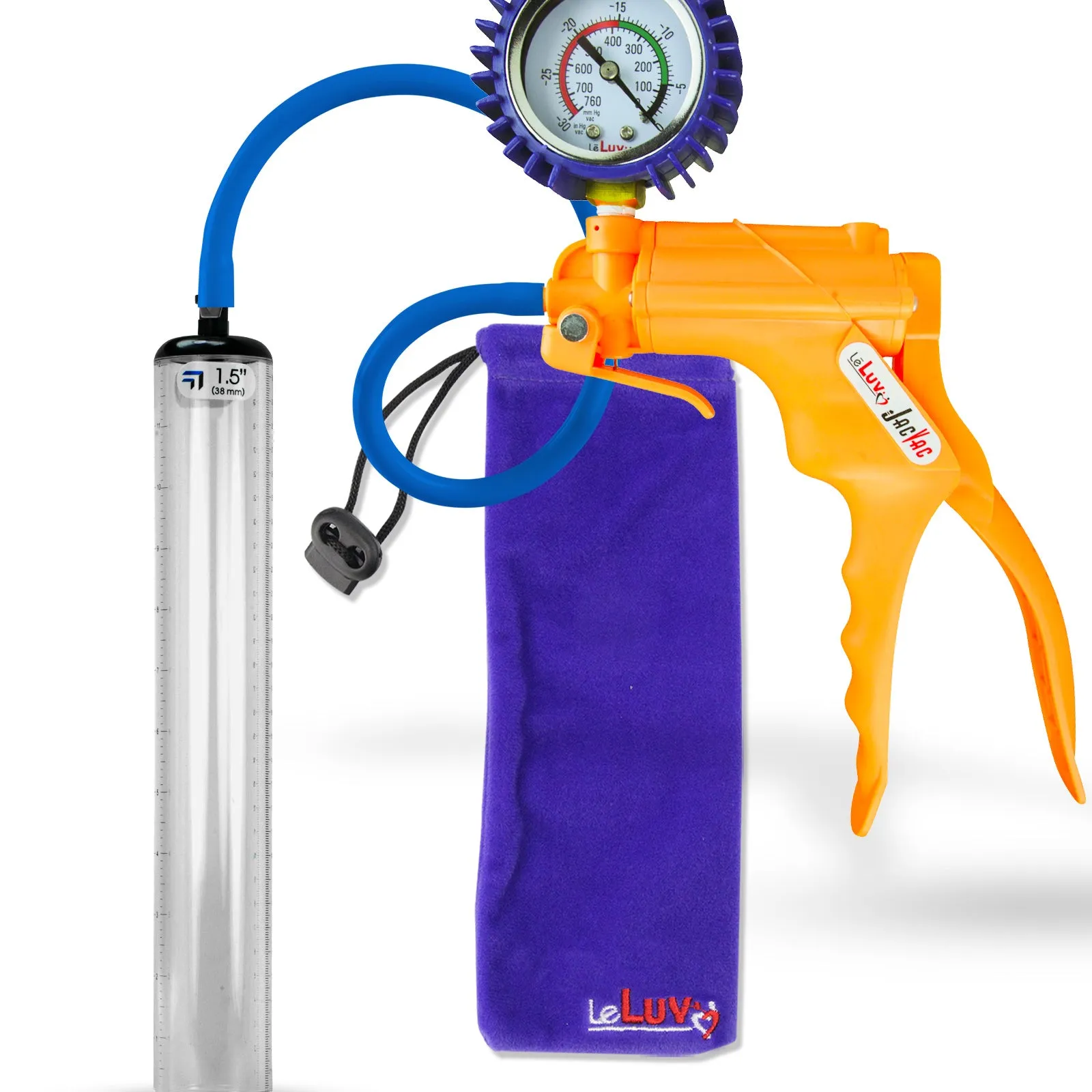 LeLuv JacVac Penis Pump - NPT Handle   Protected Gauge - 12" Thick Wall, No Flange Cylinder [Shopify ONLY]