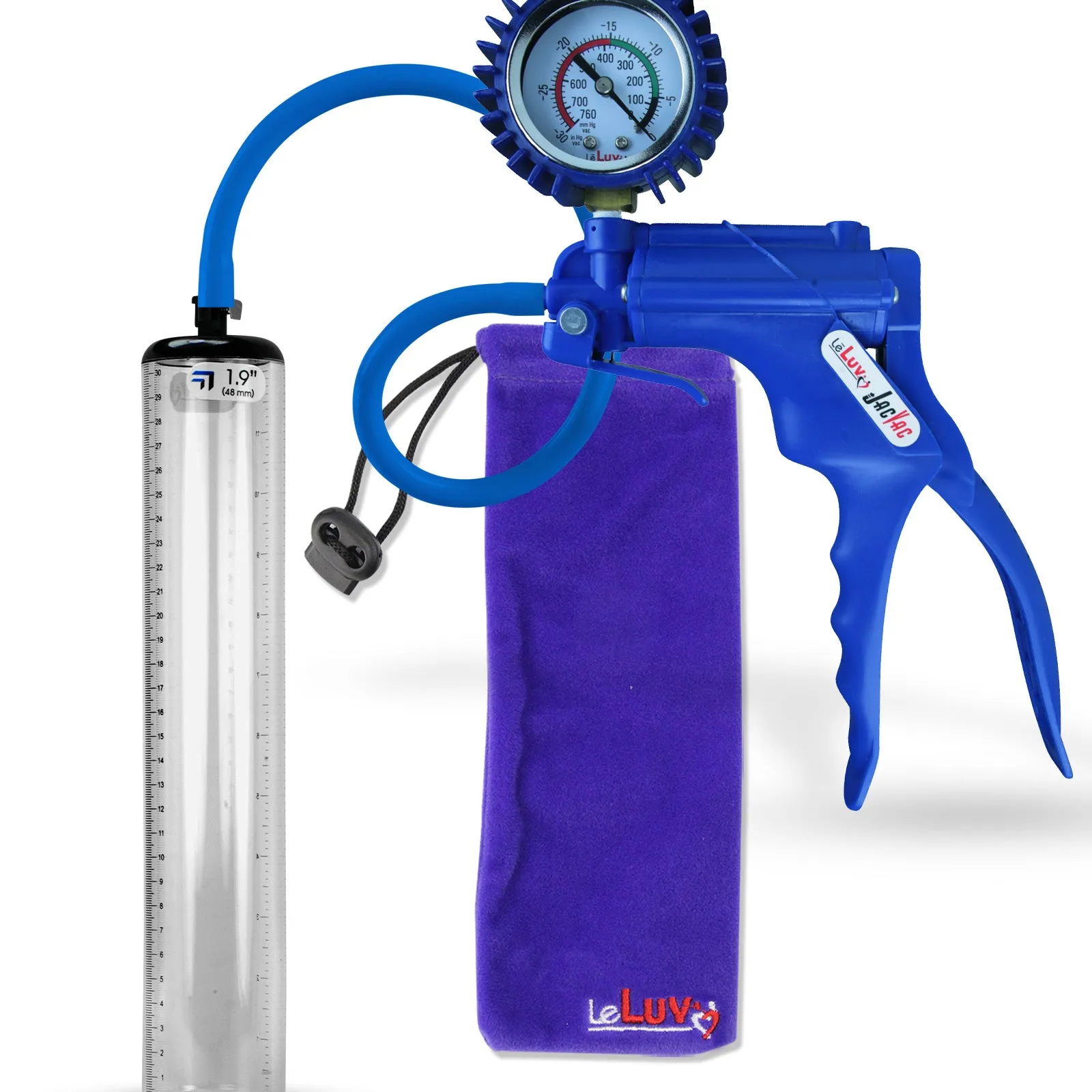 LeLuv JacVac Penis Pump - NPT Handle   Protected Gauge - 12" Thick Wall, No Flange Cylinder [Shopify ONLY]