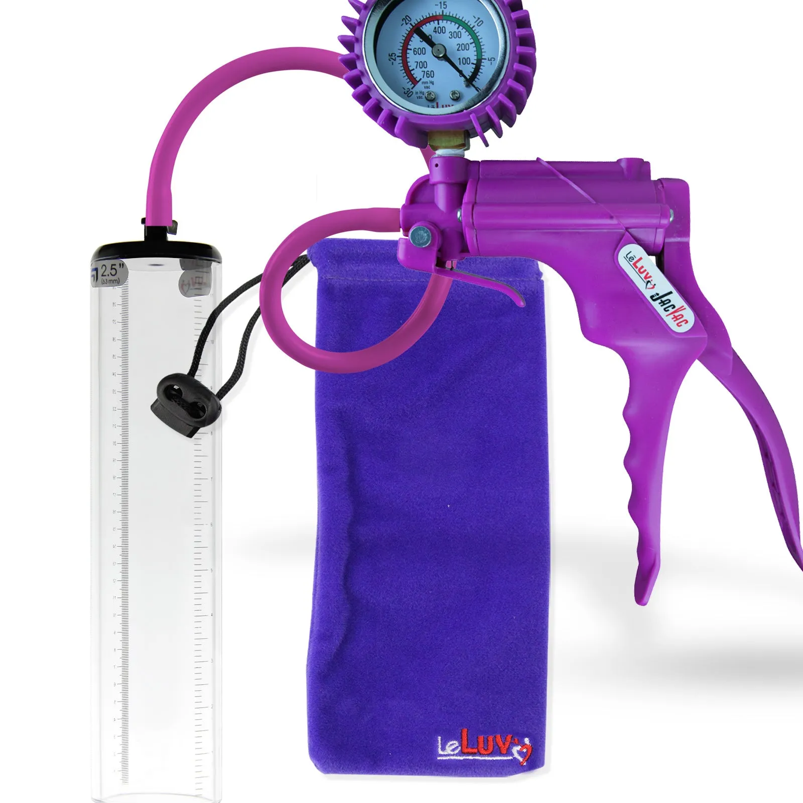 LeLuv JacVac Penis Pump - NPT Handle   Protected Gauge - 12" Thick Wall, No Flange Cylinder [Shopify ONLY]