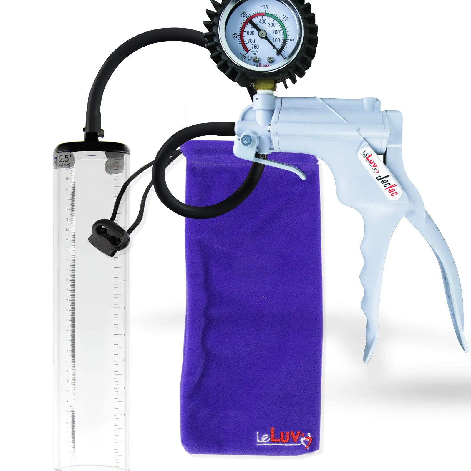 LeLuv JacVac Penis Pump - NPT Handle   Protected Gauge - 12" Thick Wall, No Flange Cylinder [Shopify ONLY]