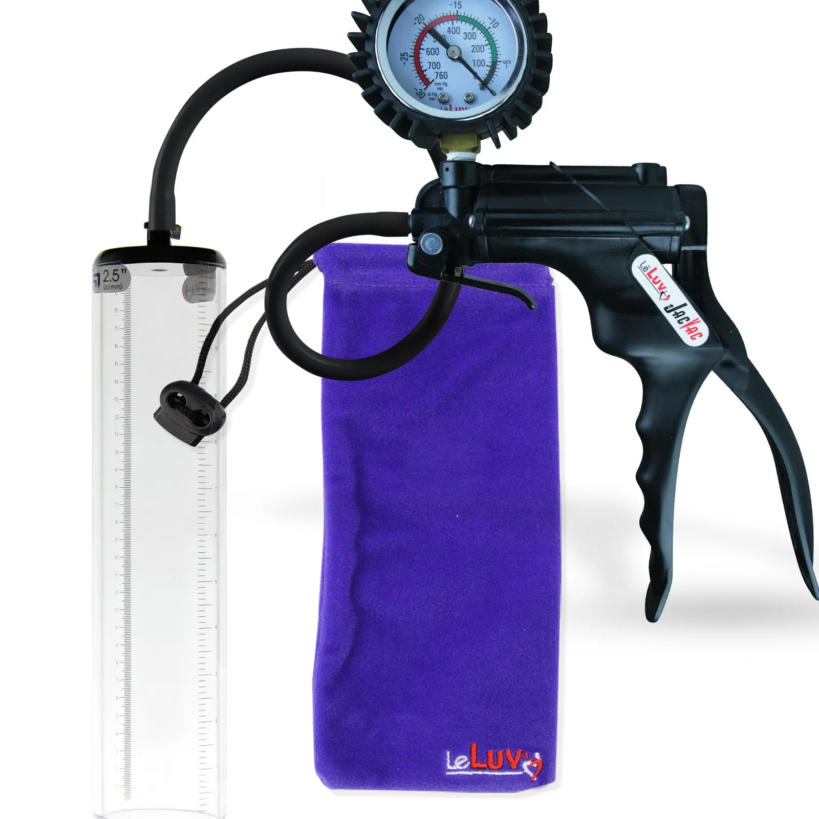 LeLuv JacVac Penis Pump - NPT Handle   Protected Gauge - 12" Thick Wall, No Flange Cylinder [Shopify ONLY]