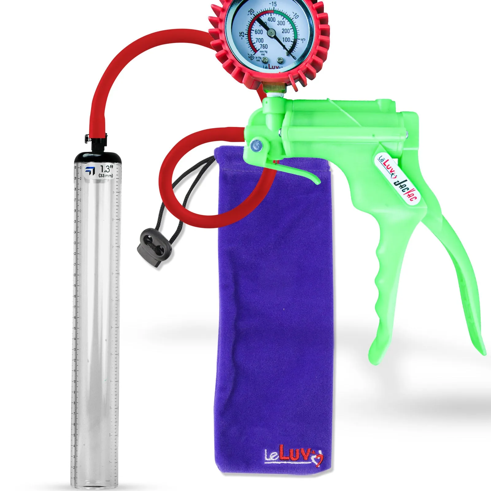 LeLuv JacVac Penis Pump - NPT Handle   Protected Gauge - 12" Thick Wall, No Flange Cylinder [Shopify ONLY]