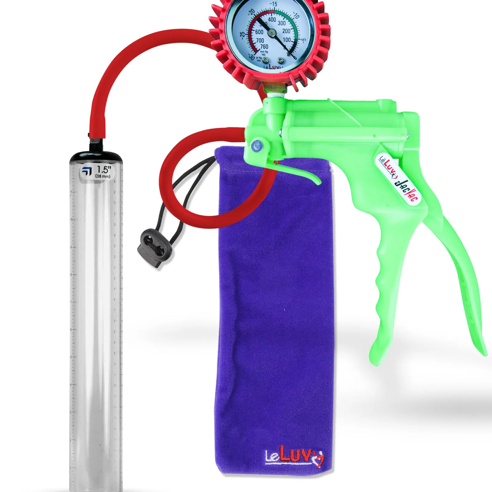 LeLuv JacVac Penis Pump - NPT Handle   Protected Gauge - 12" Thick Wall, No Flange Cylinder [Shopify ONLY]