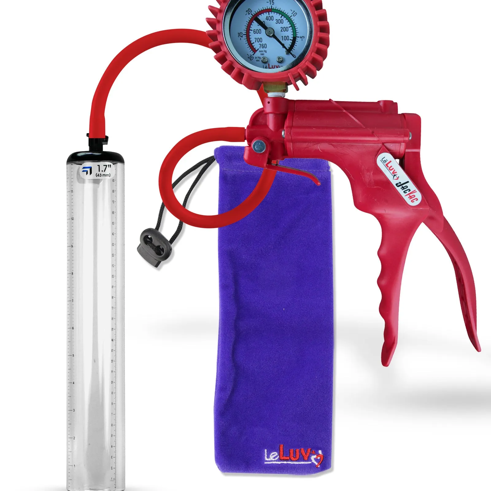 LeLuv JacVac Penis Pump - NPT Handle   Protected Gauge - 12" Thick Wall, No Flange Cylinder [Shopify ONLY]