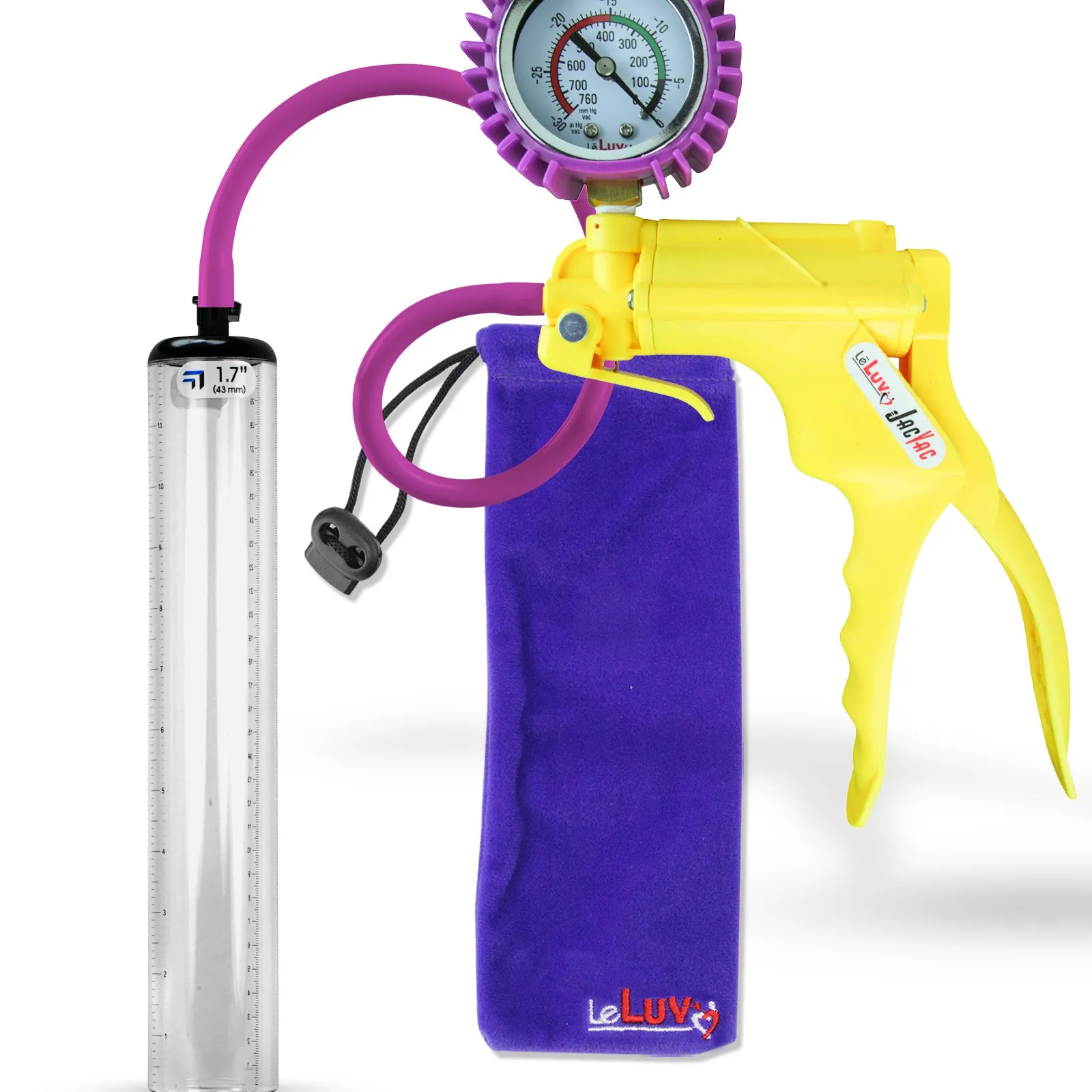 LeLuv JacVac Penis Pump - NPT Handle   Protected Gauge - 12" Thick Wall, No Flange Cylinder [Shopify ONLY]