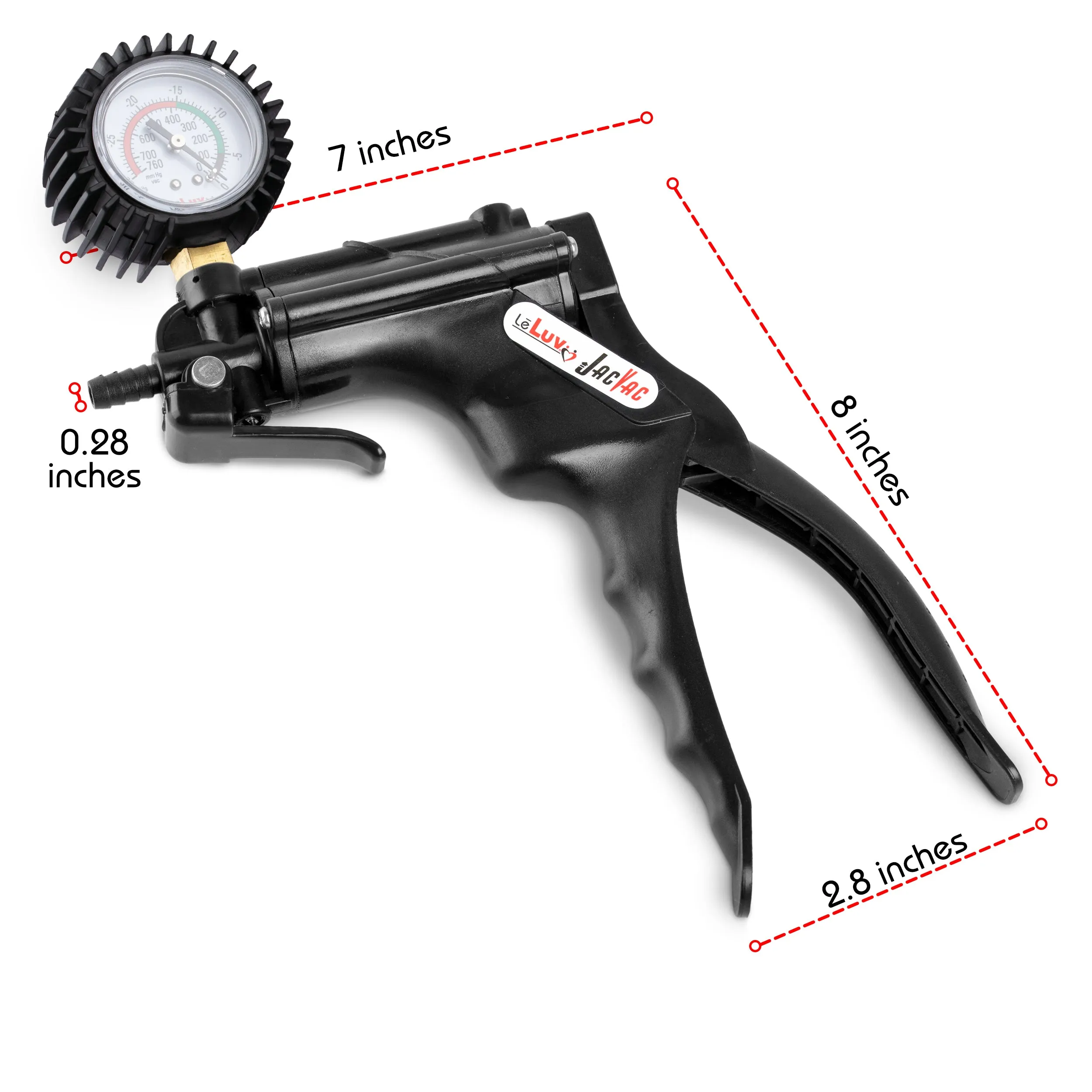 LeLuv JacVac Penis Pump - NPT Handle   Protected Gauge - 12" Thick Wall, No Flange Cylinder [Shopify ONLY]