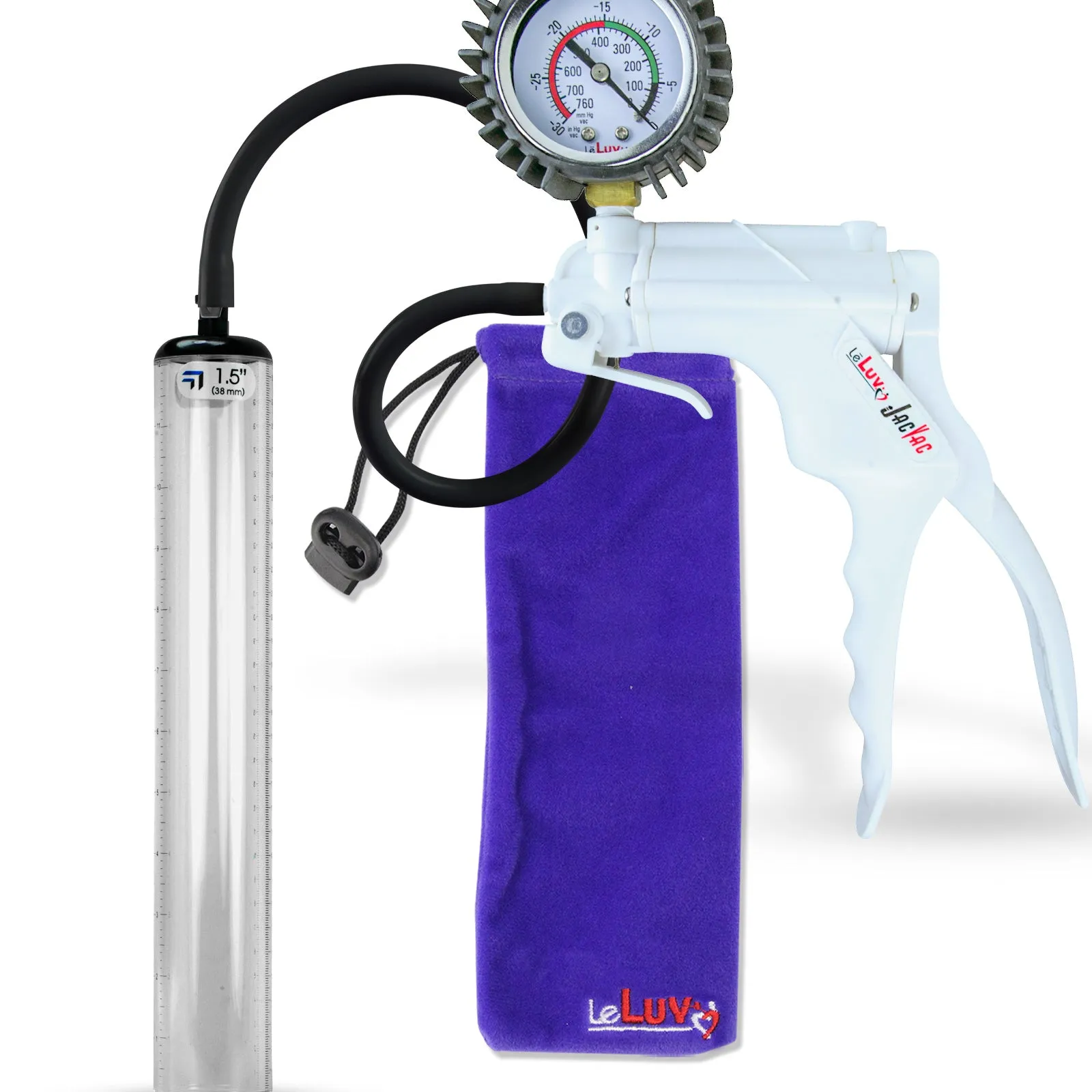 LeLuv JacVac Penis Pump - NPT Handle   Protected Gauge - 12" Thick Wall, No Flange Cylinder [Shopify ONLY]
