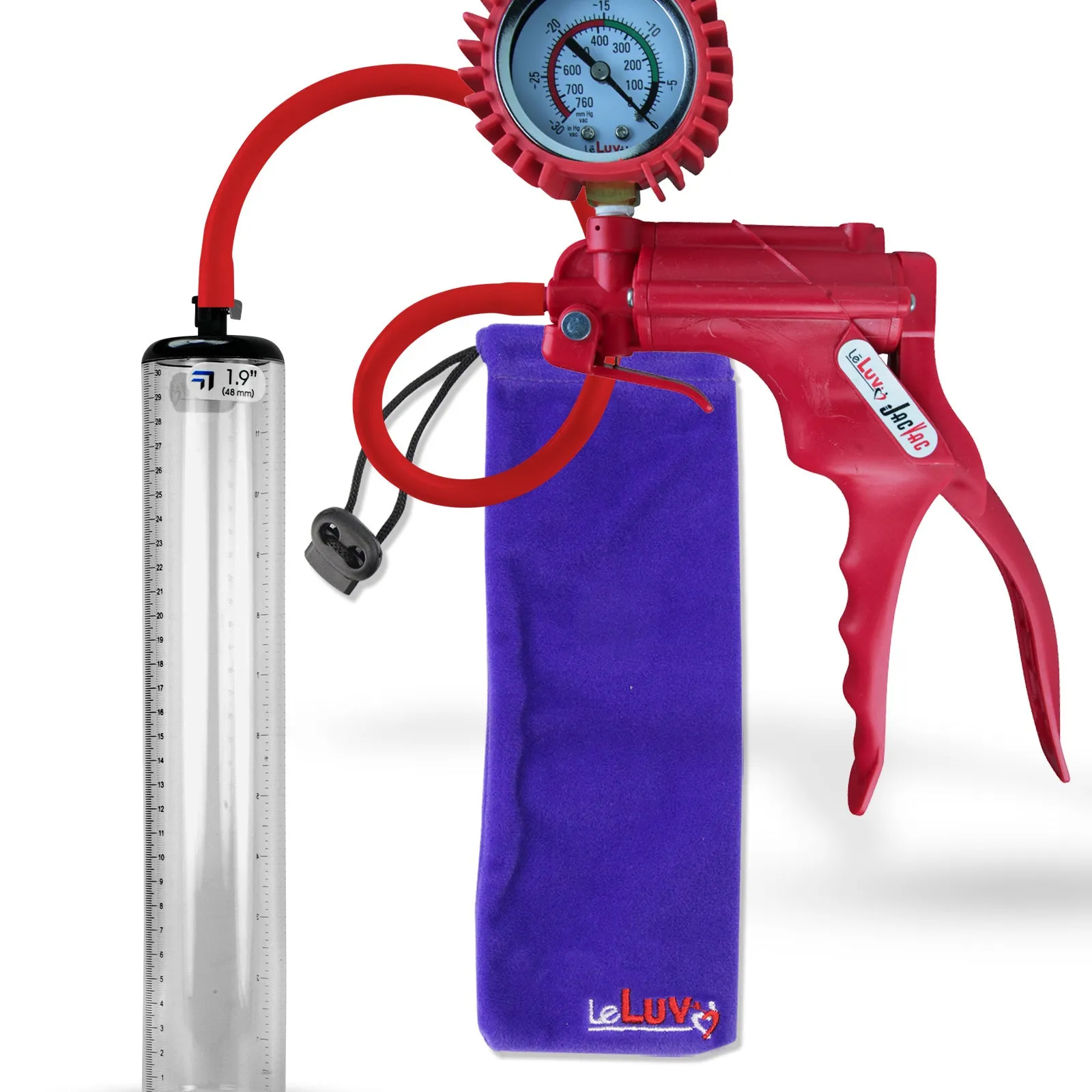 LeLuv JacVac Penis Pump - NPT Handle   Protected Gauge - 12" Thick Wall, No Flange Cylinder [Shopify ONLY]