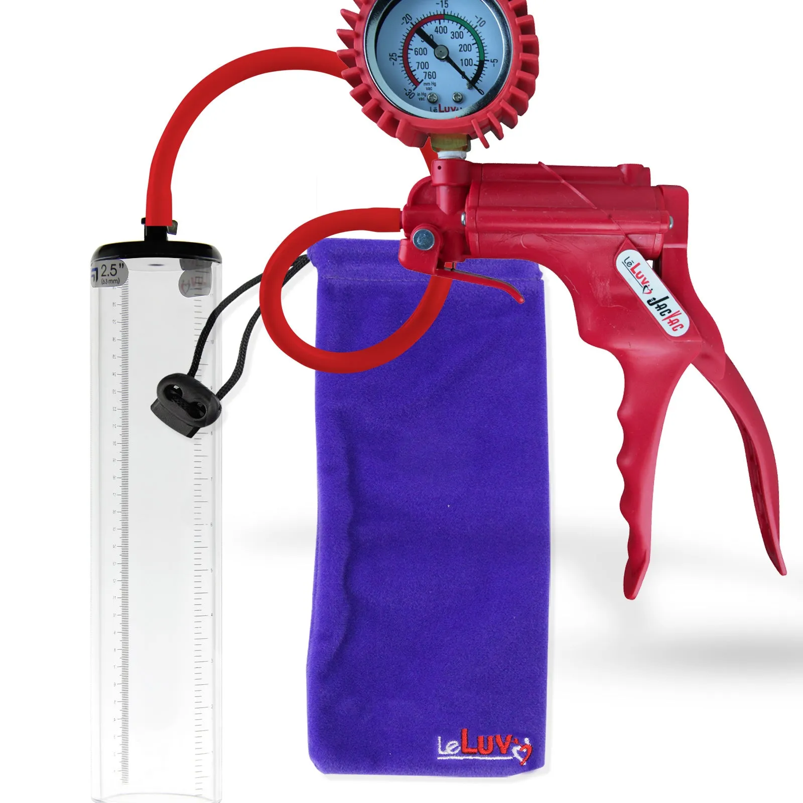 LeLuv JacVac Penis Pump - NPT Handle   Protected Gauge - 12" Thick Wall, No Flange Cylinder [Shopify ONLY]