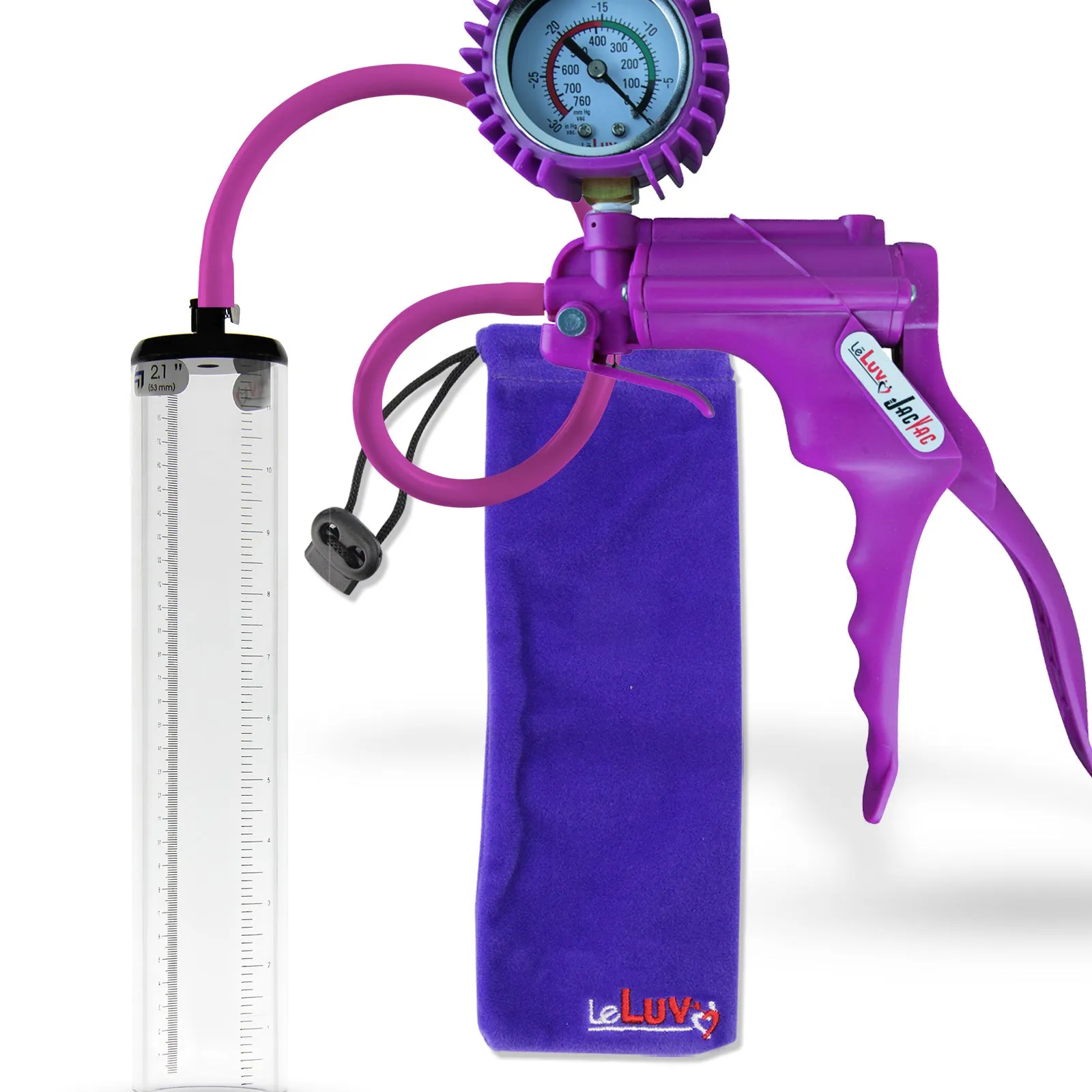 LeLuv JacVac Penis Pump - NPT Handle   Protected Gauge - 12" Thick Wall, No Flange Cylinder [Shopify ONLY]