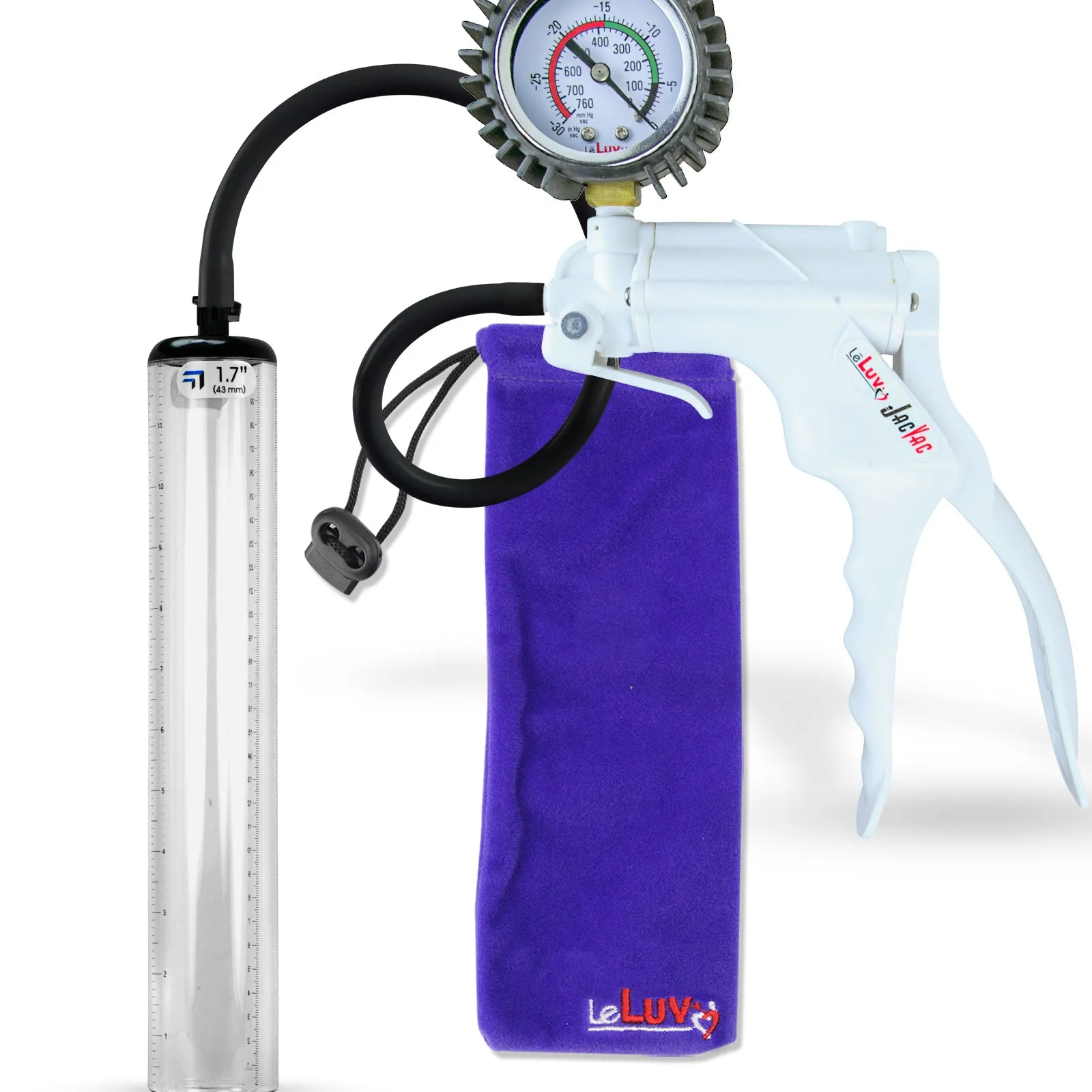 LeLuv JacVac Penis Pump - NPT Handle   Protected Gauge - 12" Thick Wall, No Flange Cylinder [Shopify ONLY]