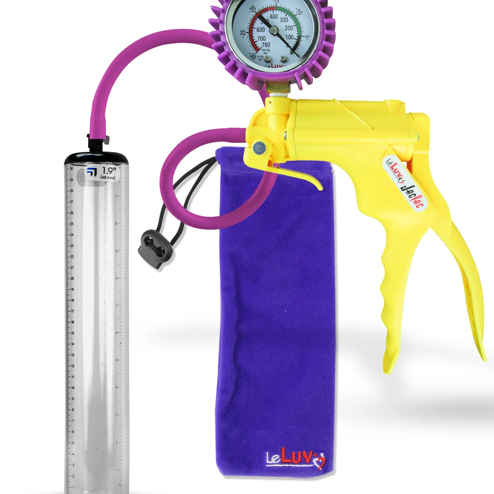 LeLuv JacVac Penis Pump - NPT Handle   Protected Gauge - 12" Thick Wall, No Flange Cylinder [Shopify ONLY]