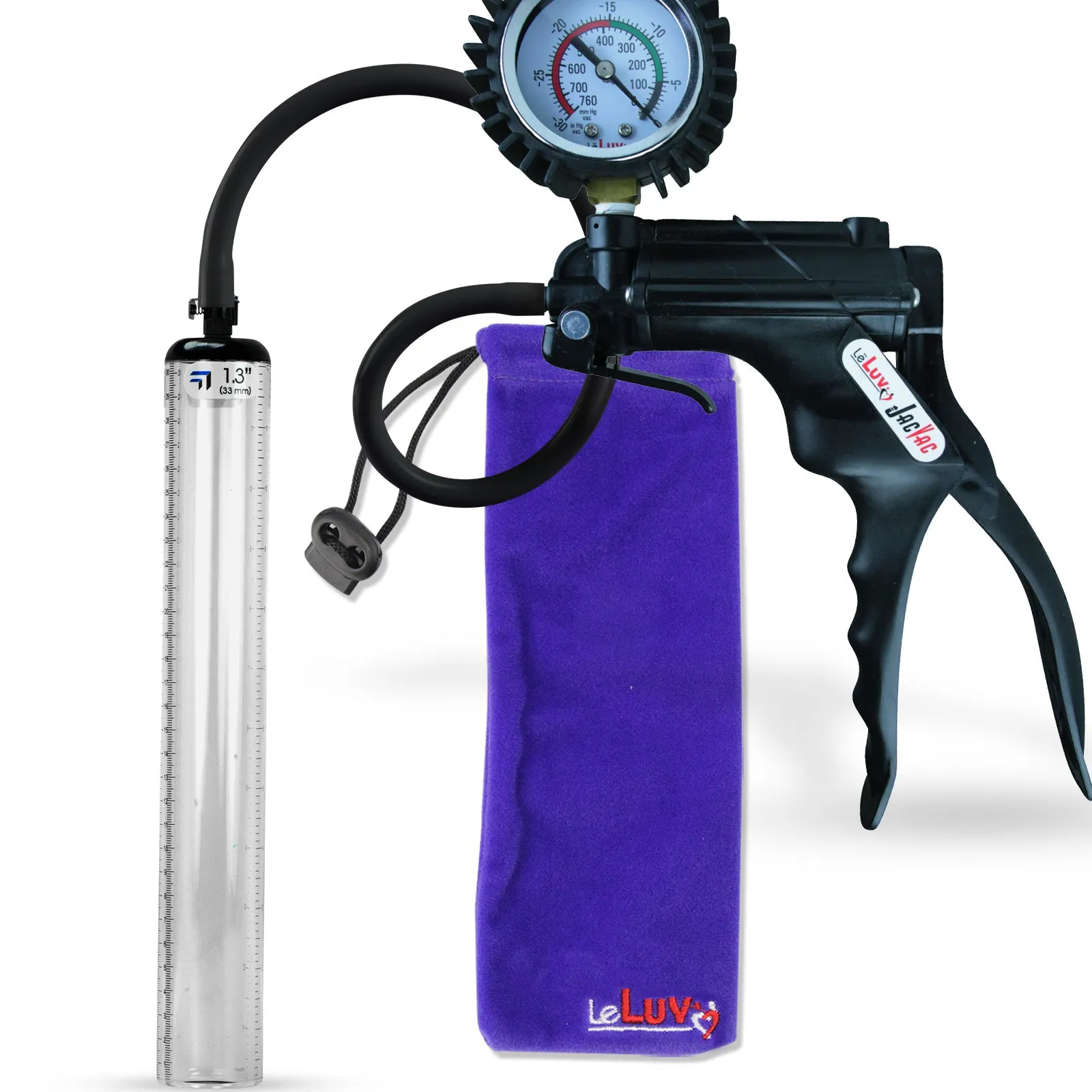 LeLuv JacVac Penis Pump - NPT Handle   Protected Gauge - 12" Thick Wall, No Flange Cylinder [Shopify ONLY]