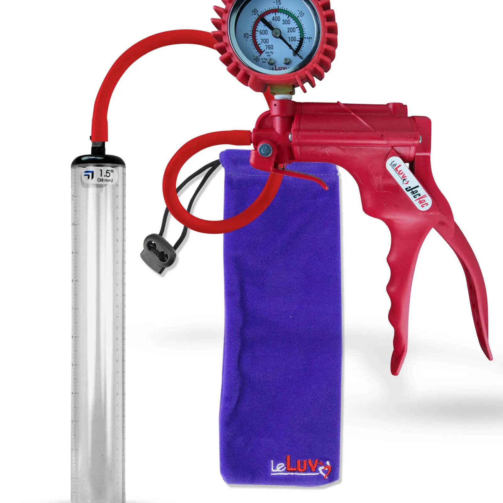 LeLuv JacVac Penis Pump - NPT Handle   Protected Gauge - 12" Thick Wall, No Flange Cylinder [Shopify ONLY]