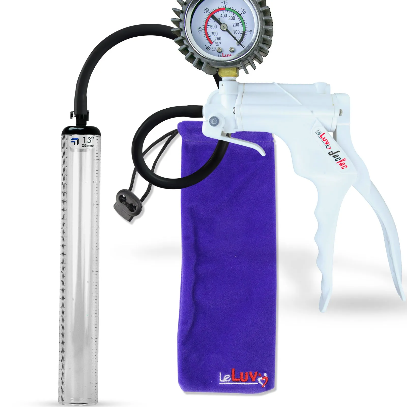 LeLuv JacVac Penis Pump - NPT Handle   Protected Gauge - 12" Thick Wall, No Flange Cylinder [Shopify ONLY]