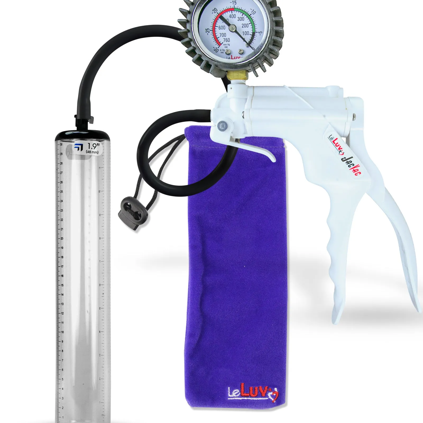LeLuv JacVac Penis Pump - NPT Handle   Protected Gauge - 12" Thick Wall, No Flange Cylinder [Shopify ONLY]