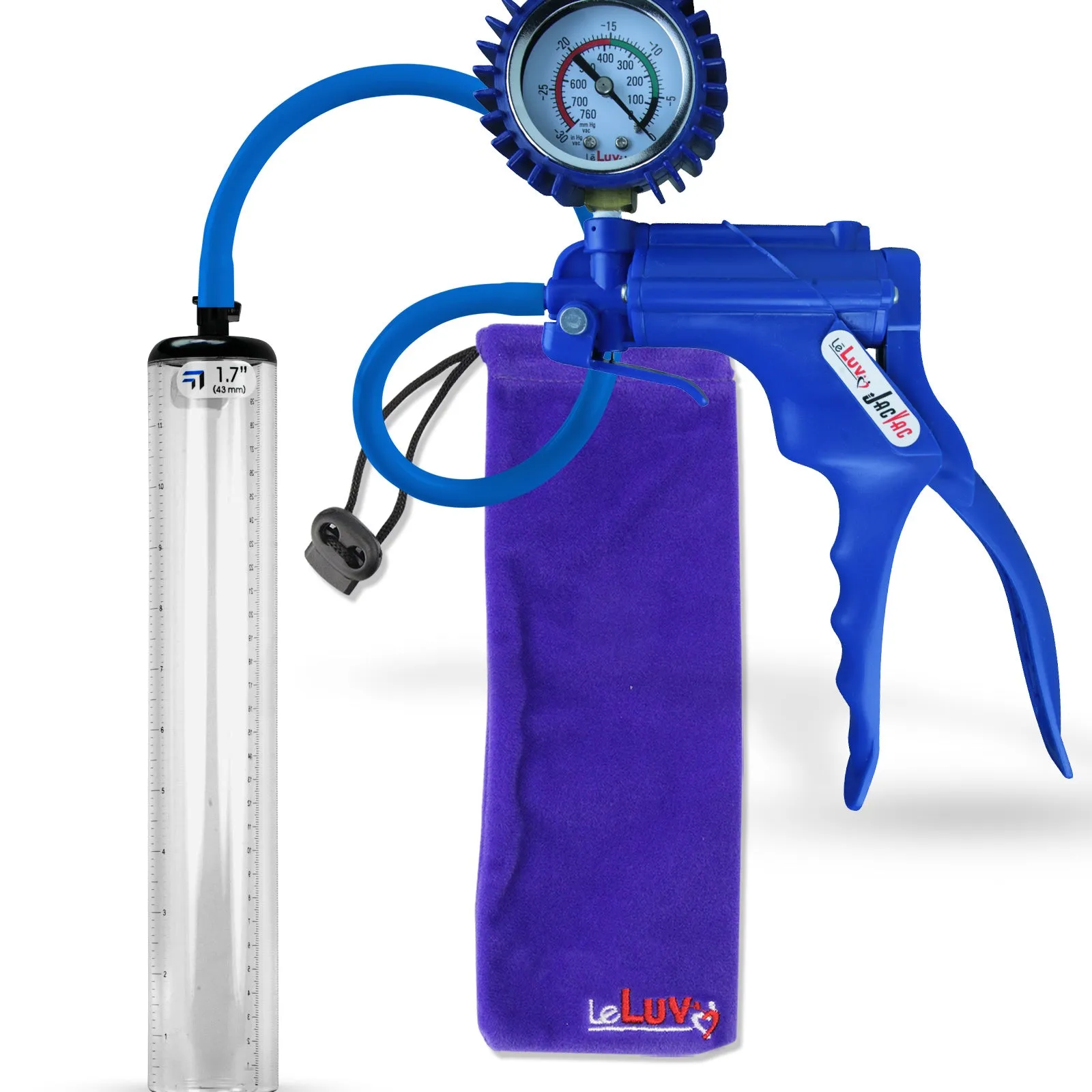 LeLuv JacVac Penis Pump - NPT Handle   Protected Gauge - 12" Thick Wall, No Flange Cylinder [Shopify ONLY]