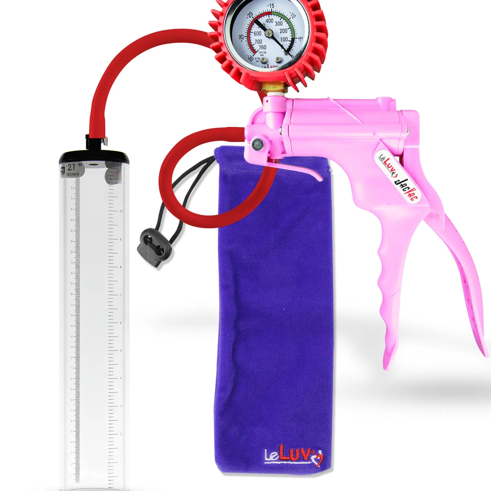 LeLuv JacVac Penis Pump - NPT Handle   Protected Gauge - 12" Thick Wall, No Flange Cylinder [Shopify ONLY]