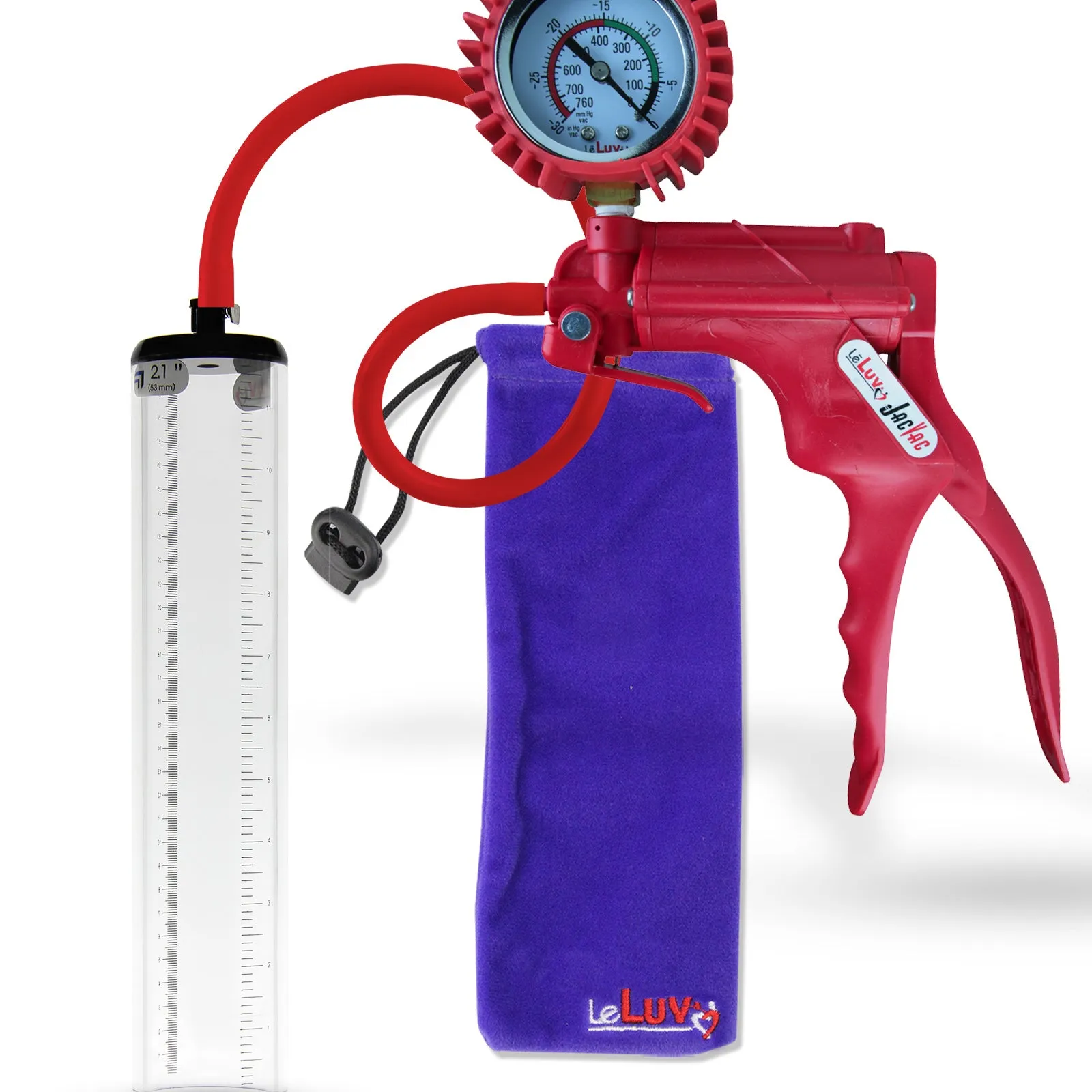 LeLuv JacVac Penis Pump - NPT Handle   Protected Gauge - 12" Thick Wall, No Flange Cylinder [Shopify ONLY]