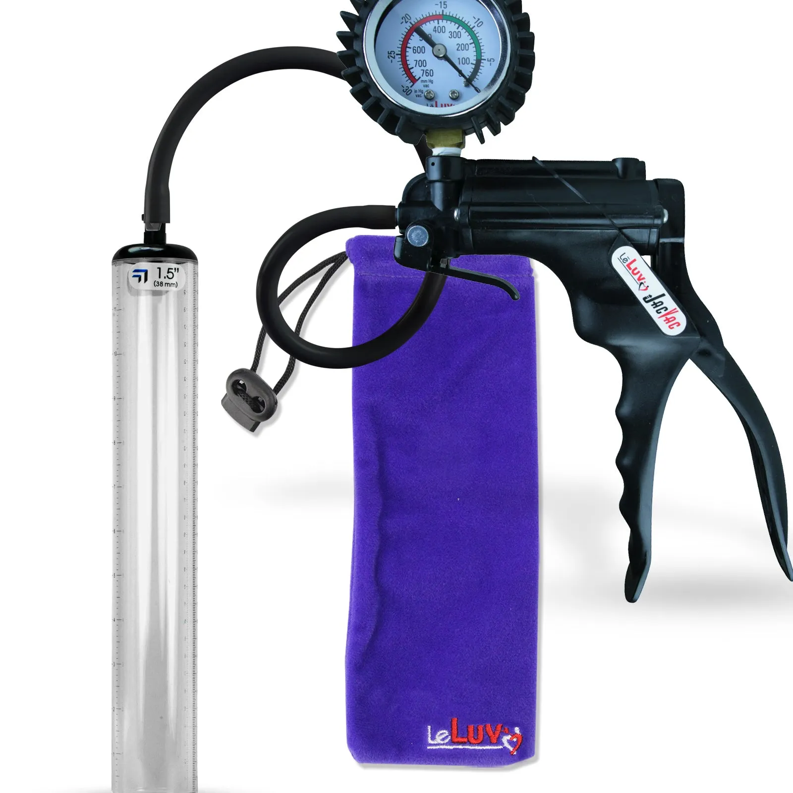 LeLuv JacVac Penis Pump - NPT Handle   Protected Gauge - 12" Thick Wall, No Flange Cylinder [Shopify ONLY]