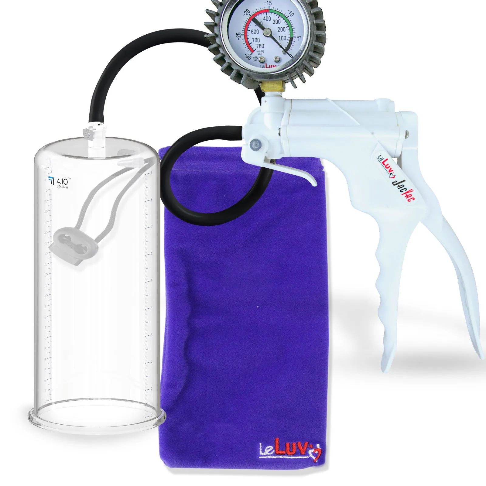 LeLuv JacVac Penis Pump - NPT Threaded Gauge Options - Round Flange Cylinders