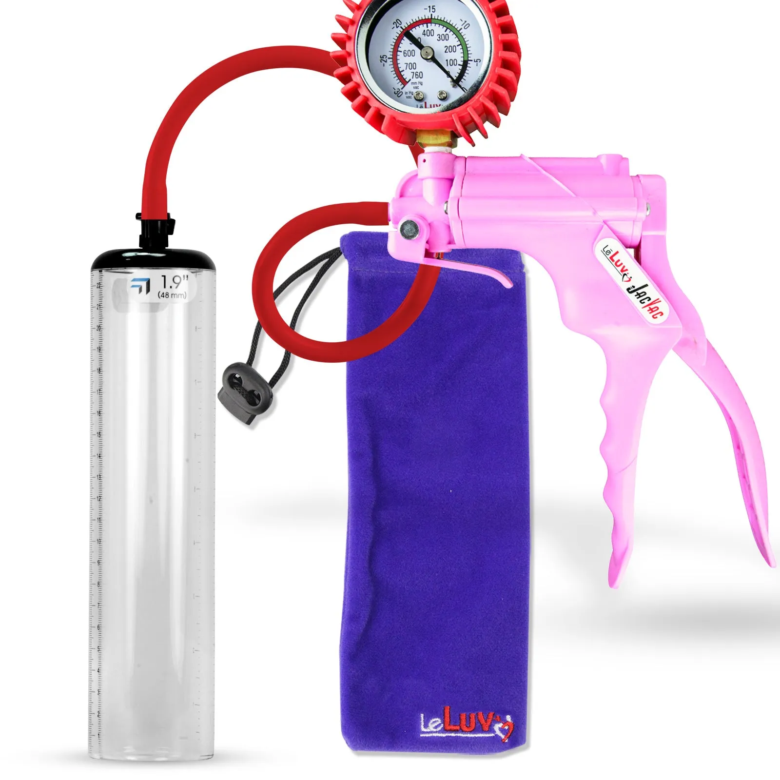 LeLuv JacVac Penis Pump - NPT Threaded Gauge Options - Thick Wall Cylinders