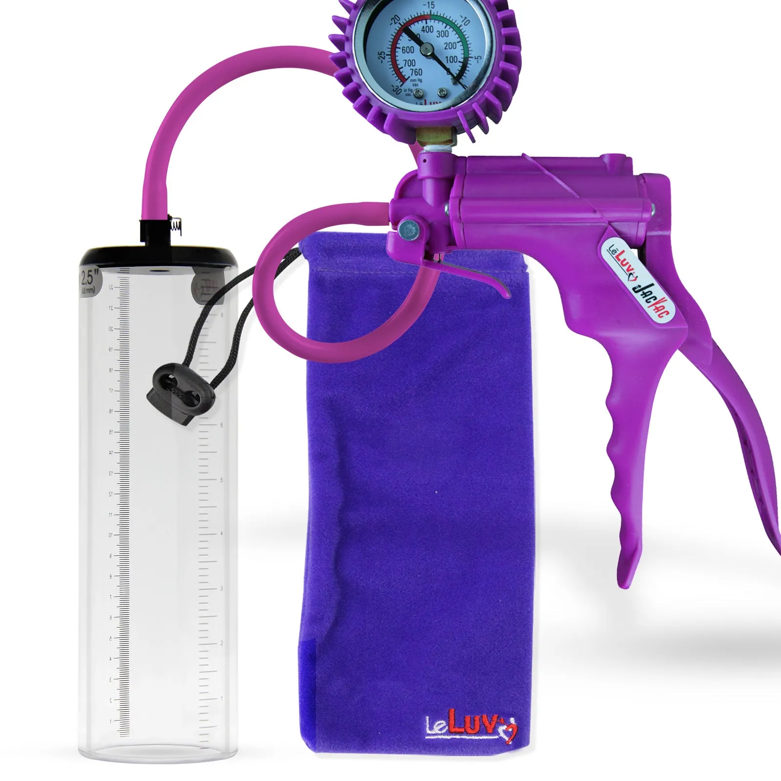 LeLuv JacVac Penis Pump - NPT Threaded Gauge Options - Thick Wall Cylinders