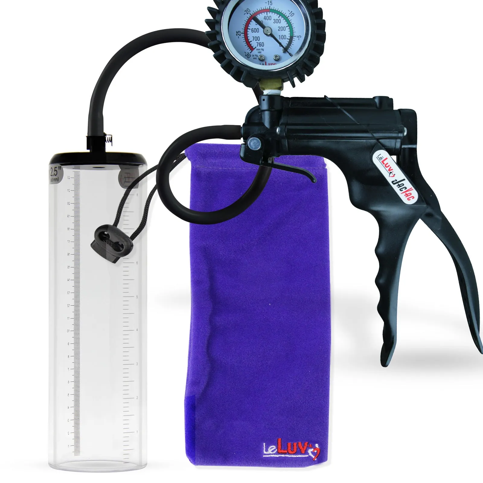 LeLuv JacVac Penis Pump - NPT Threaded Gauge Options - Thick Wall Cylinders