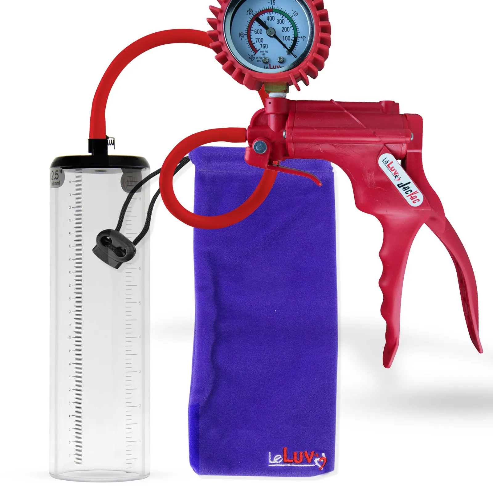 LeLuv JacVac Penis Pump - NPT Threaded Gauge Options - Thick Wall Cylinders