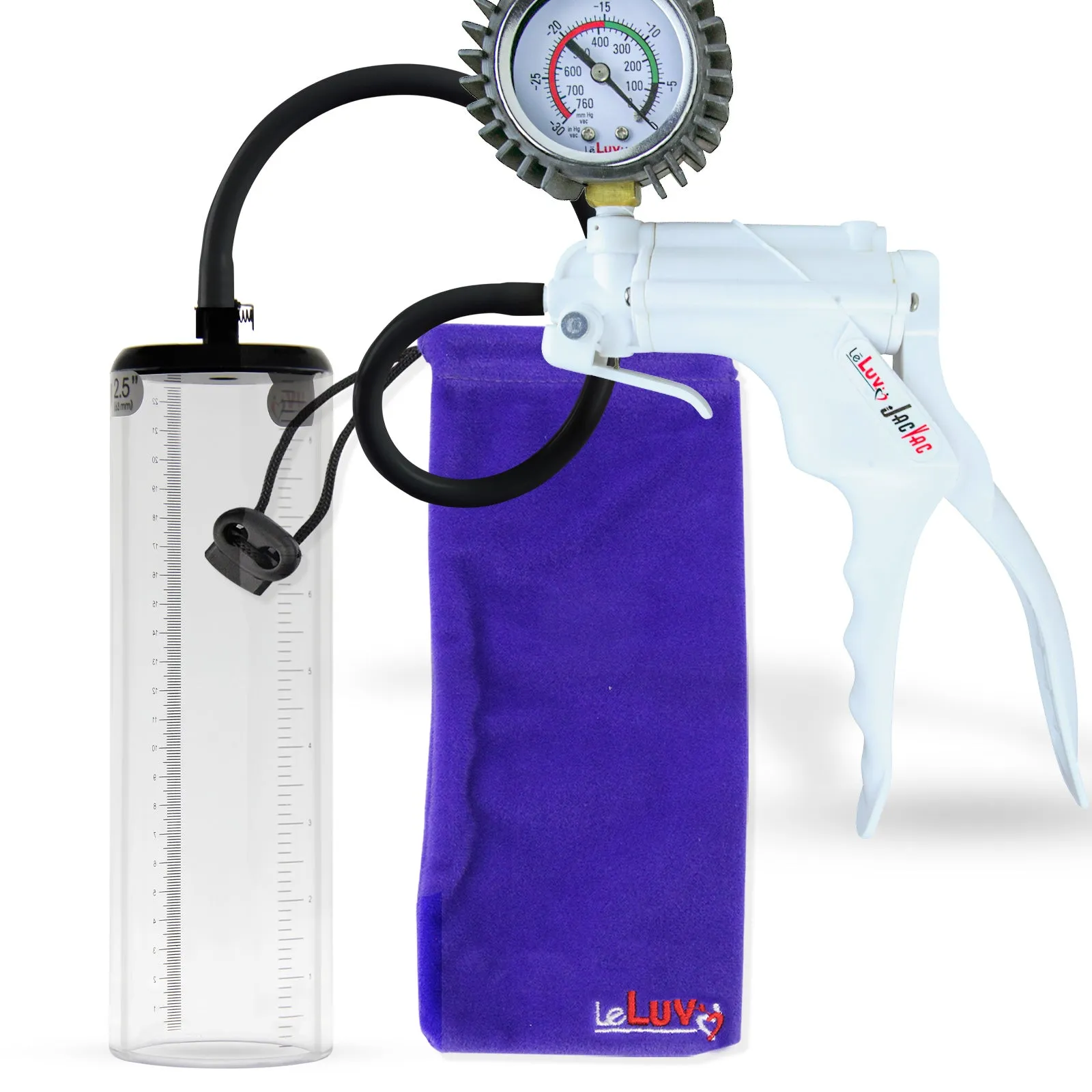 LeLuv JacVac Penis Pump - NPT Threaded Gauge Options - Thick Wall Cylinders