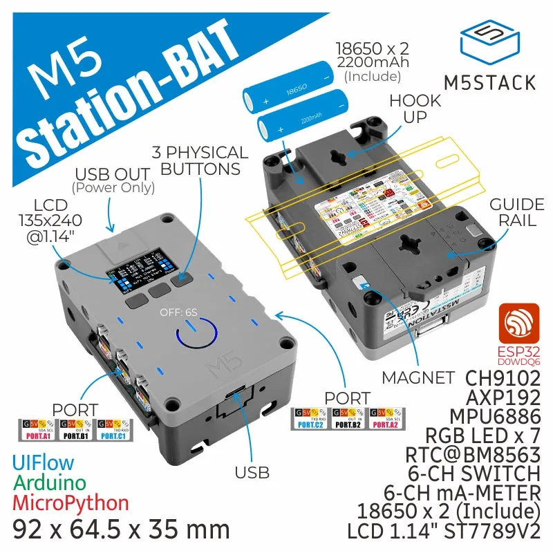 M5Stack Station ESP32 IoT Development Kit (Battery Version)