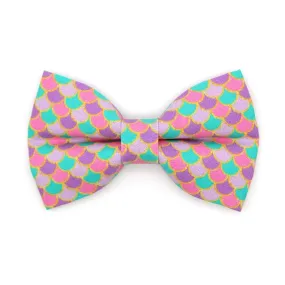 Mermaid Cat Bow Tie - "Mermaid Song" - Pink, Teal & Purple Fish Scales Bow Tie for Cat / Ocean, Lavender, Seashell / Cat   Small Dog Bowtie