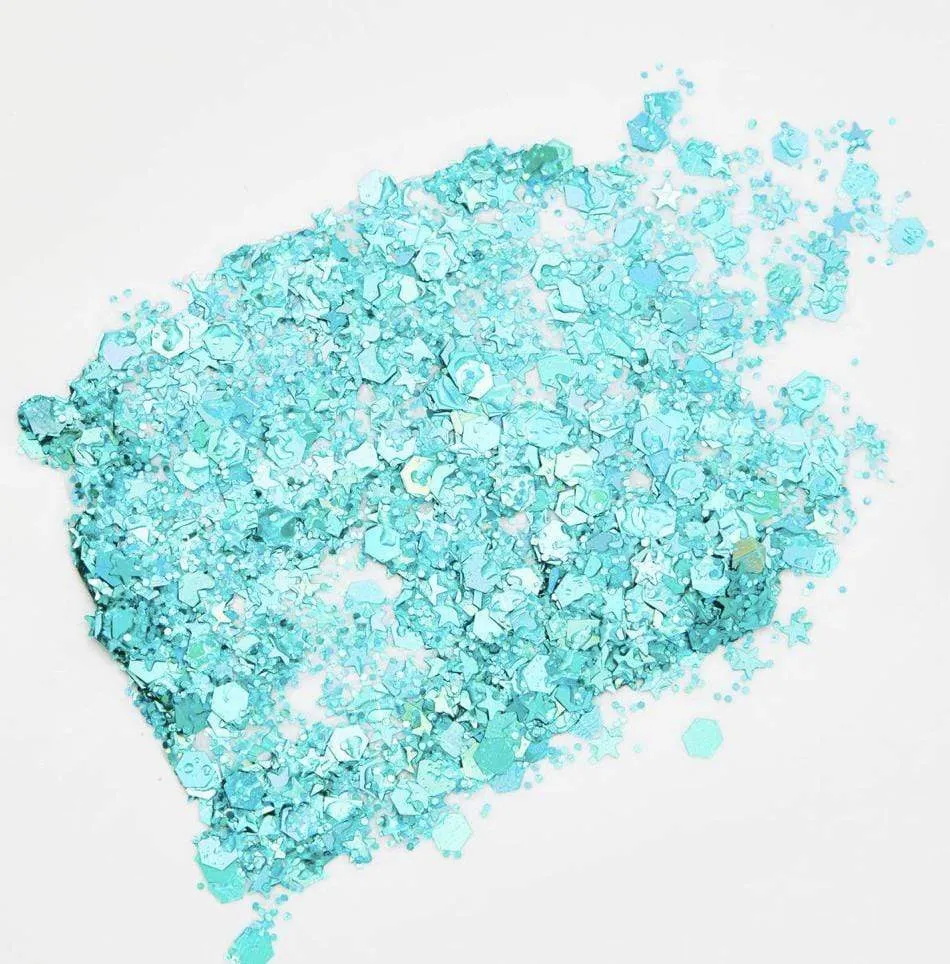 Mermaid Magnifique Turquoise Cosmetic Glitter Glitz Grenade Keychain in Aloe Gel