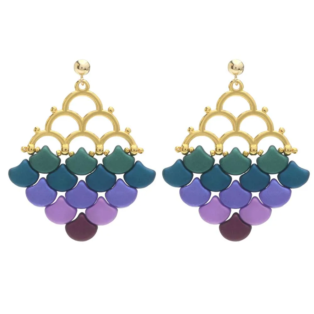 Mermaid Tail Earrings in Rainbow