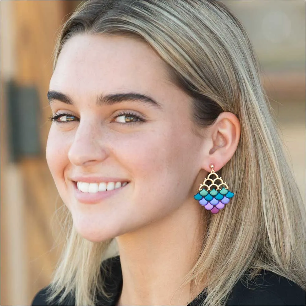 Mermaid Tail Earrings in Rainbow