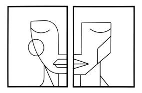 Metal Abstract Faces Wall Decor Set of 2