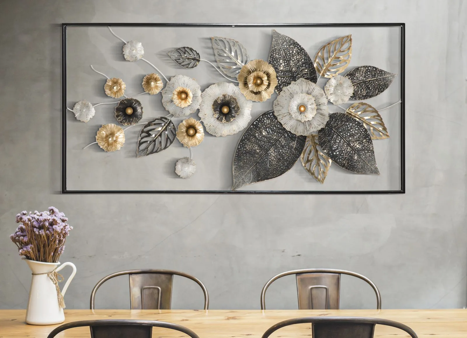 Metal Leaves & Flowers Wall Decor