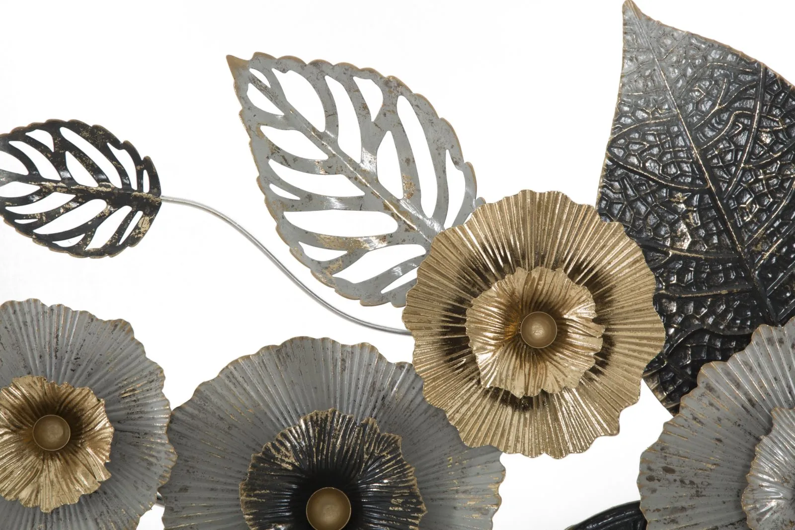 Metal Leaves & Flowers Wall Decor