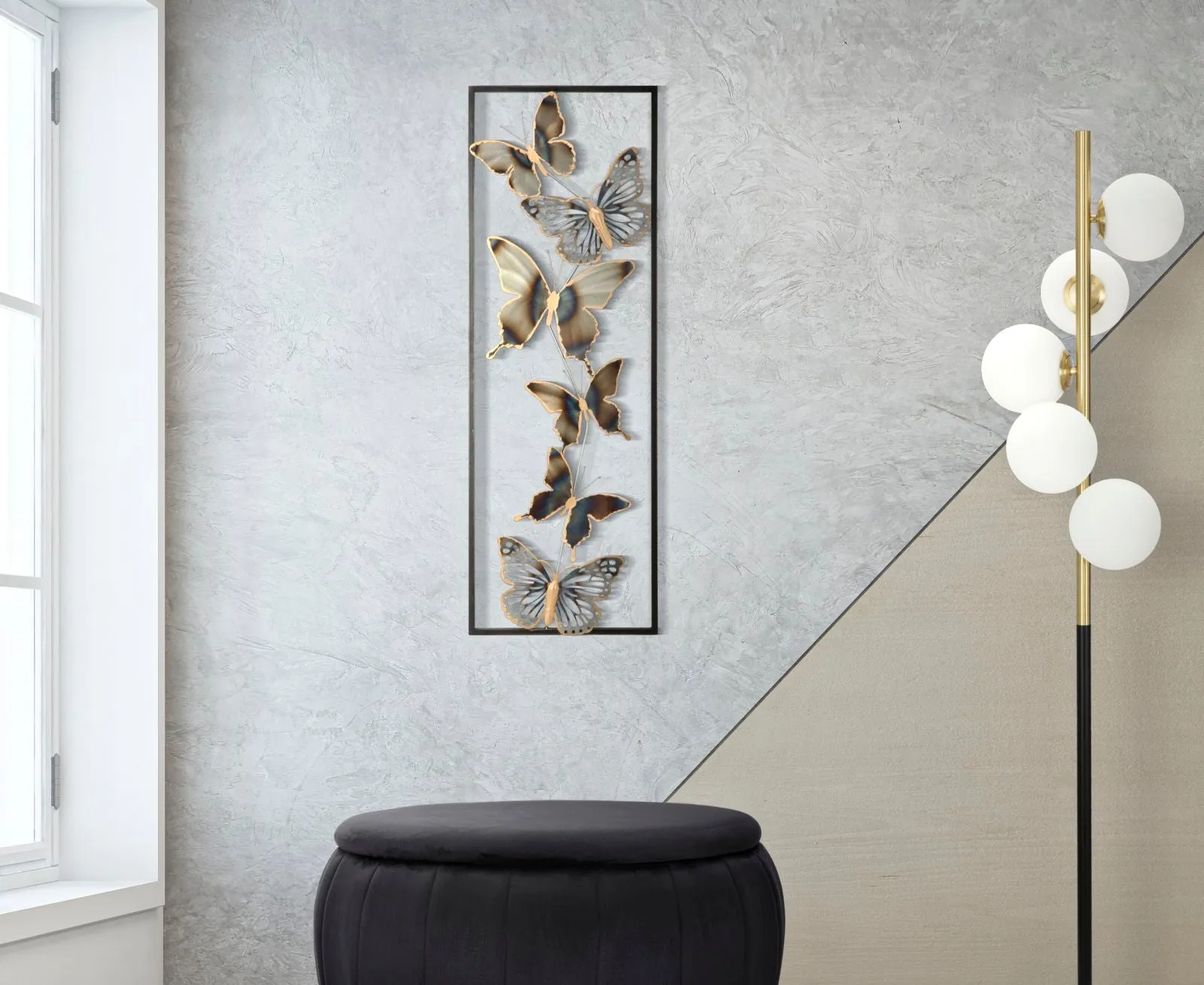Metallic Butterfly Wall Decor in Frame