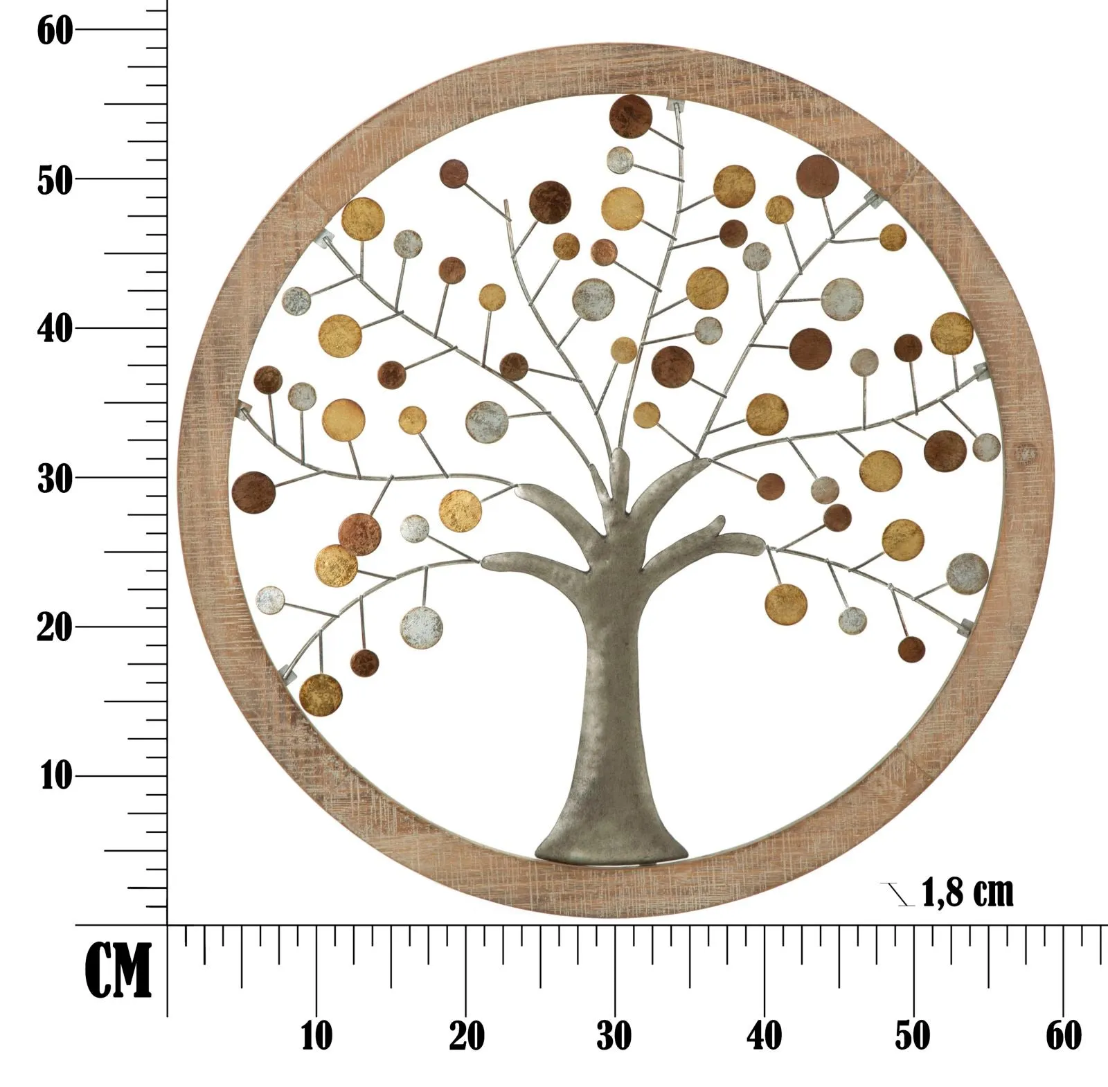 Metallic Tree Wall Decor (in Round Wooden Frame)