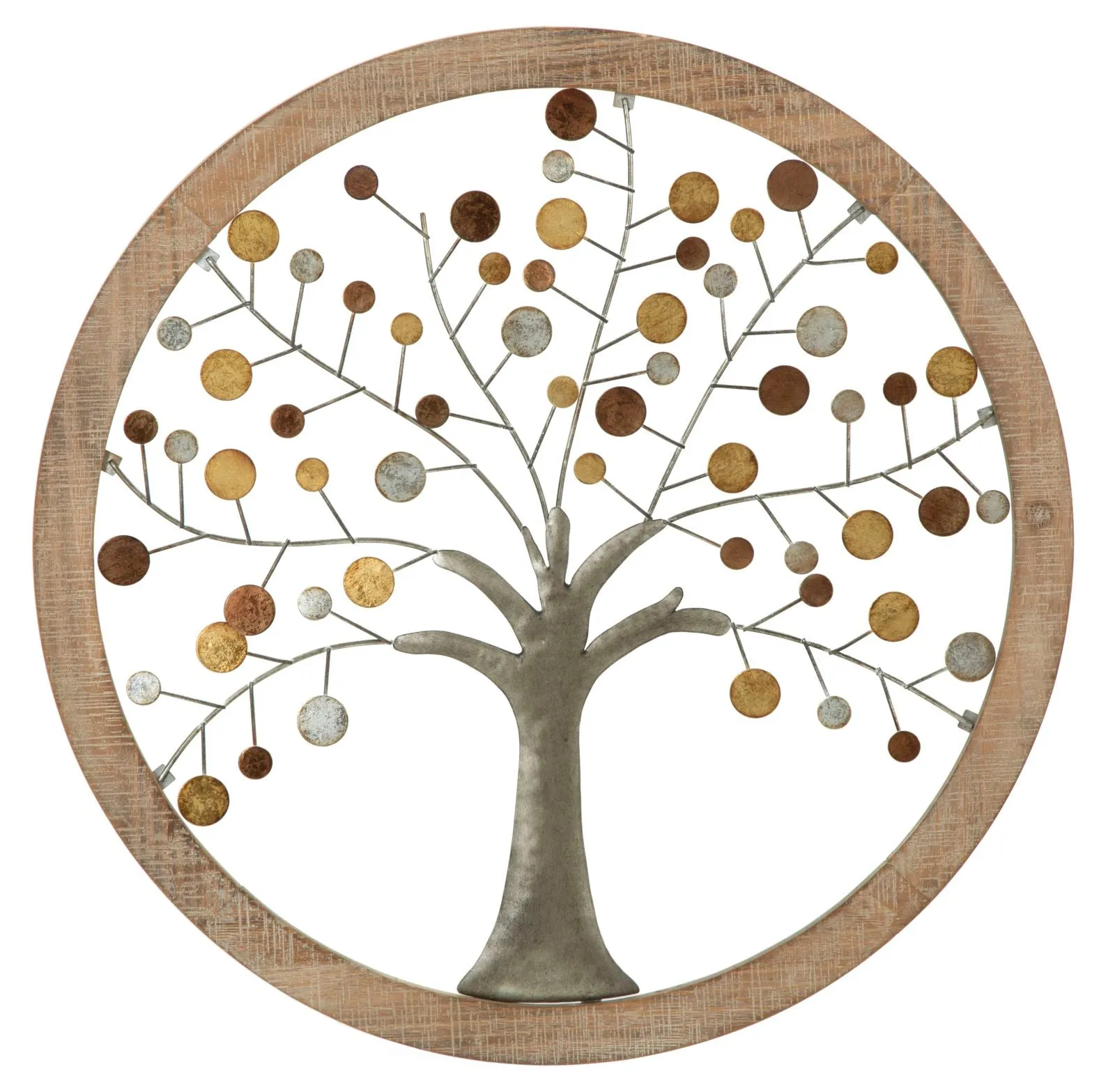 Metallic Tree Wall Decor (in Round Wooden Frame)