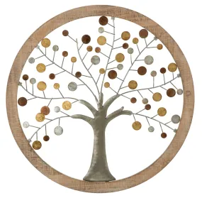 Metallic Tree Wall Decor (in Round Wooden Frame)