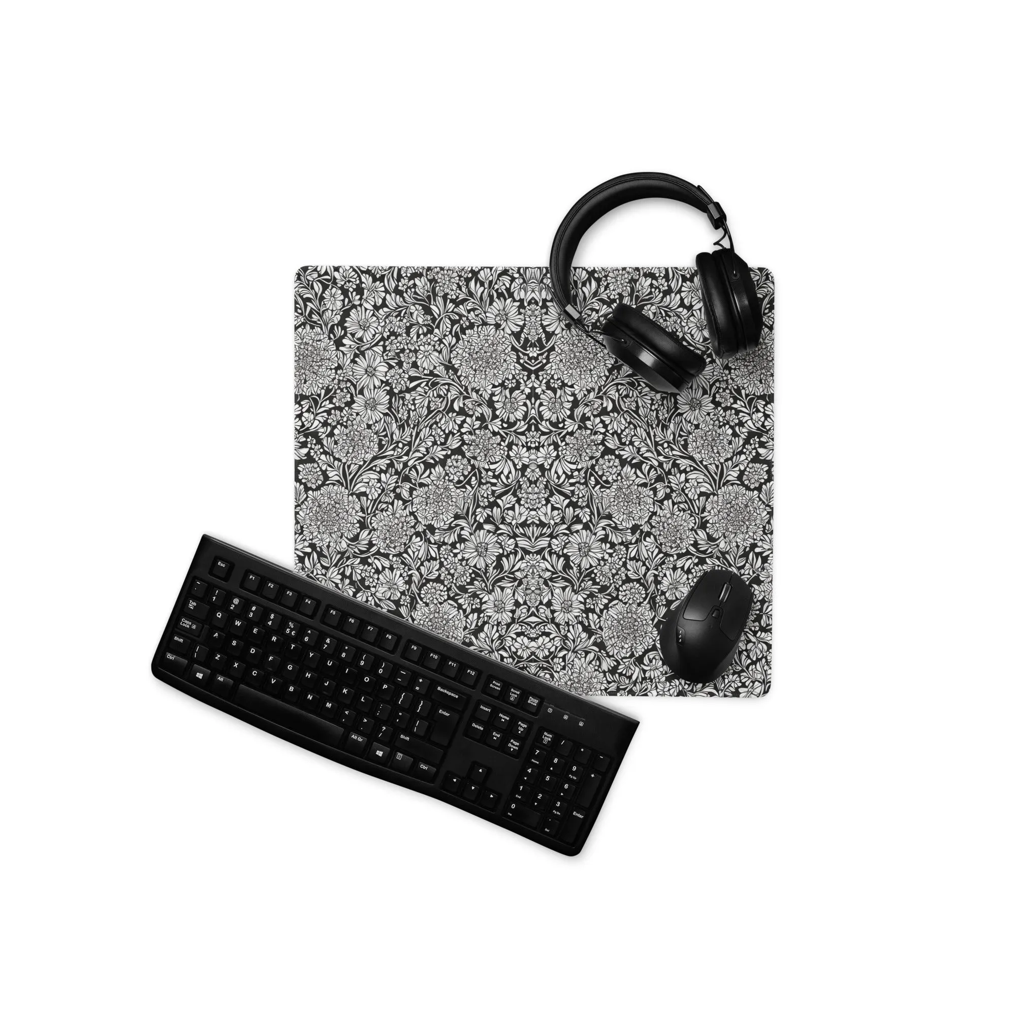 Monochrome Floral : Gaming mouse pad