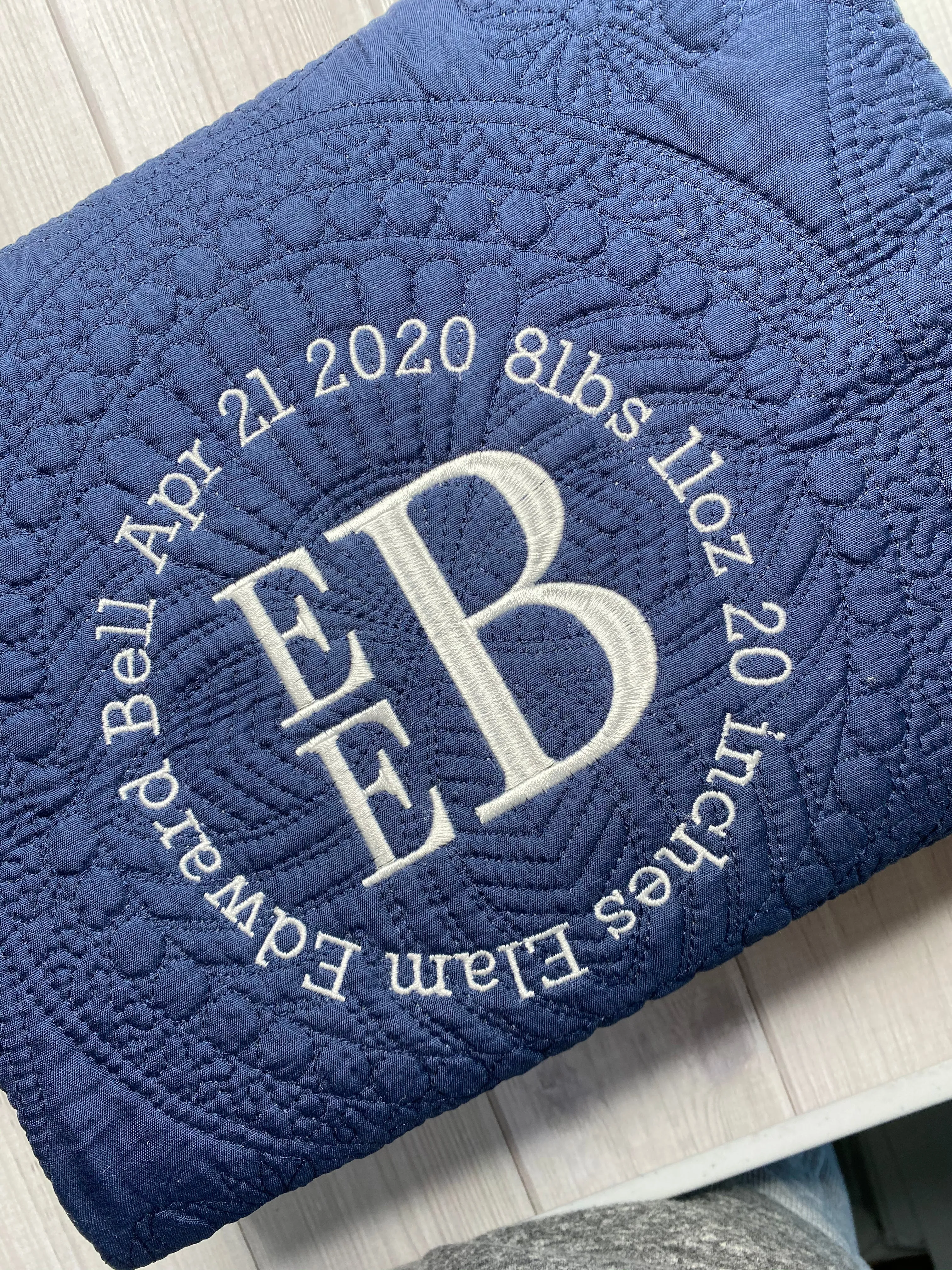 Monogrammed Birth Stat Baby Blanket