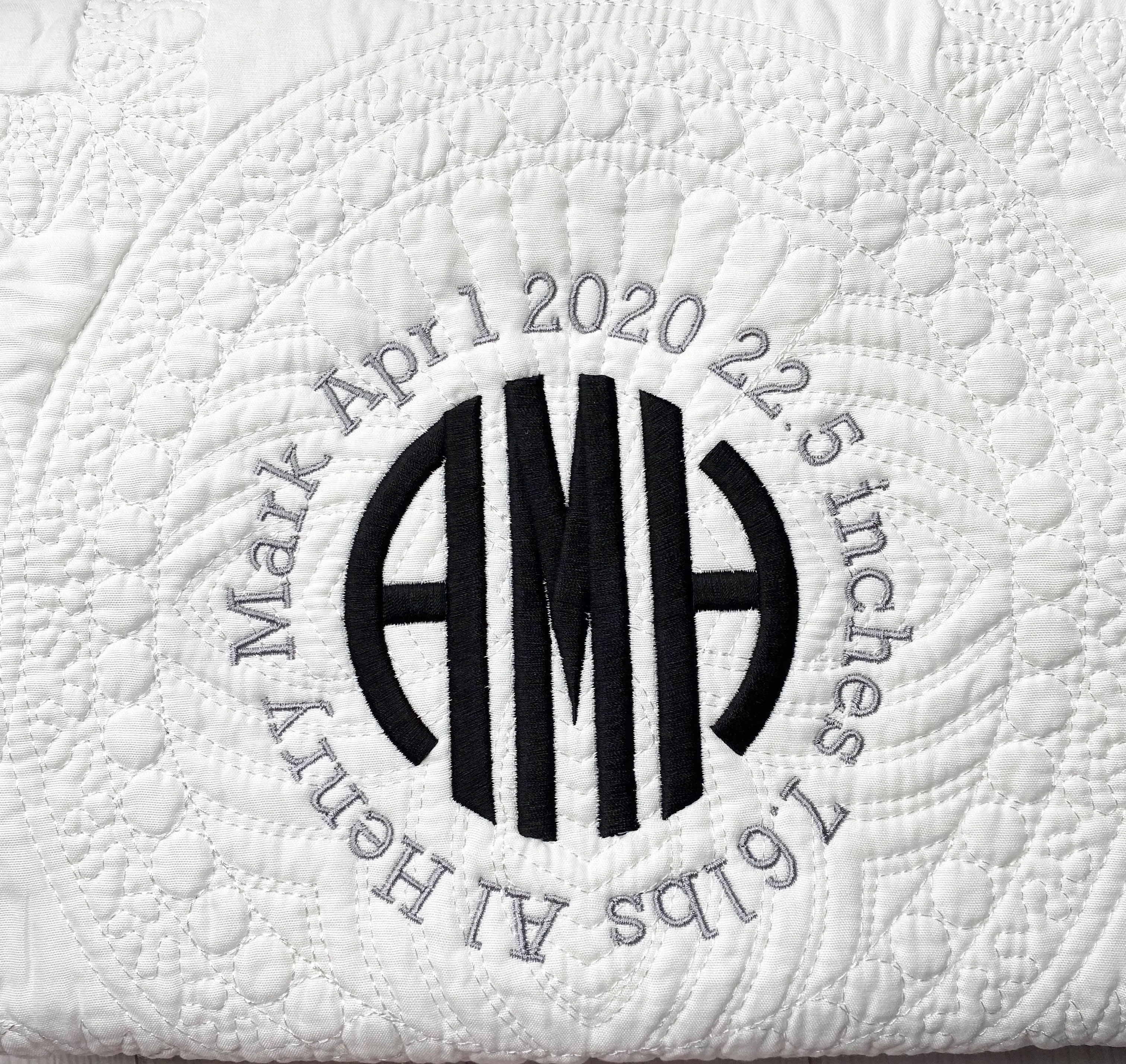 Monogrammed Birth Stat Baby Blanket